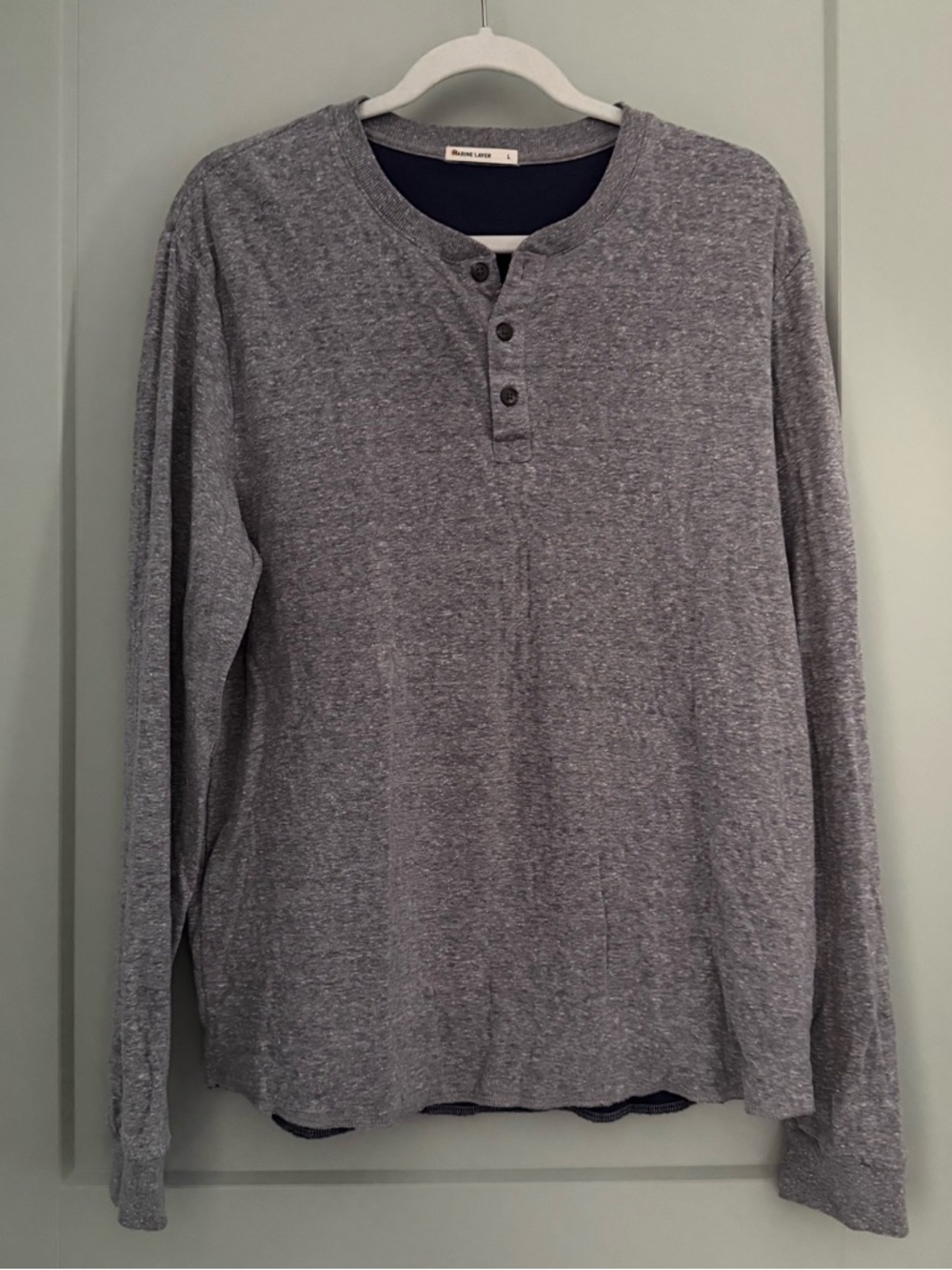 Marine Layer Gray Long Sleeve Henley Shirt